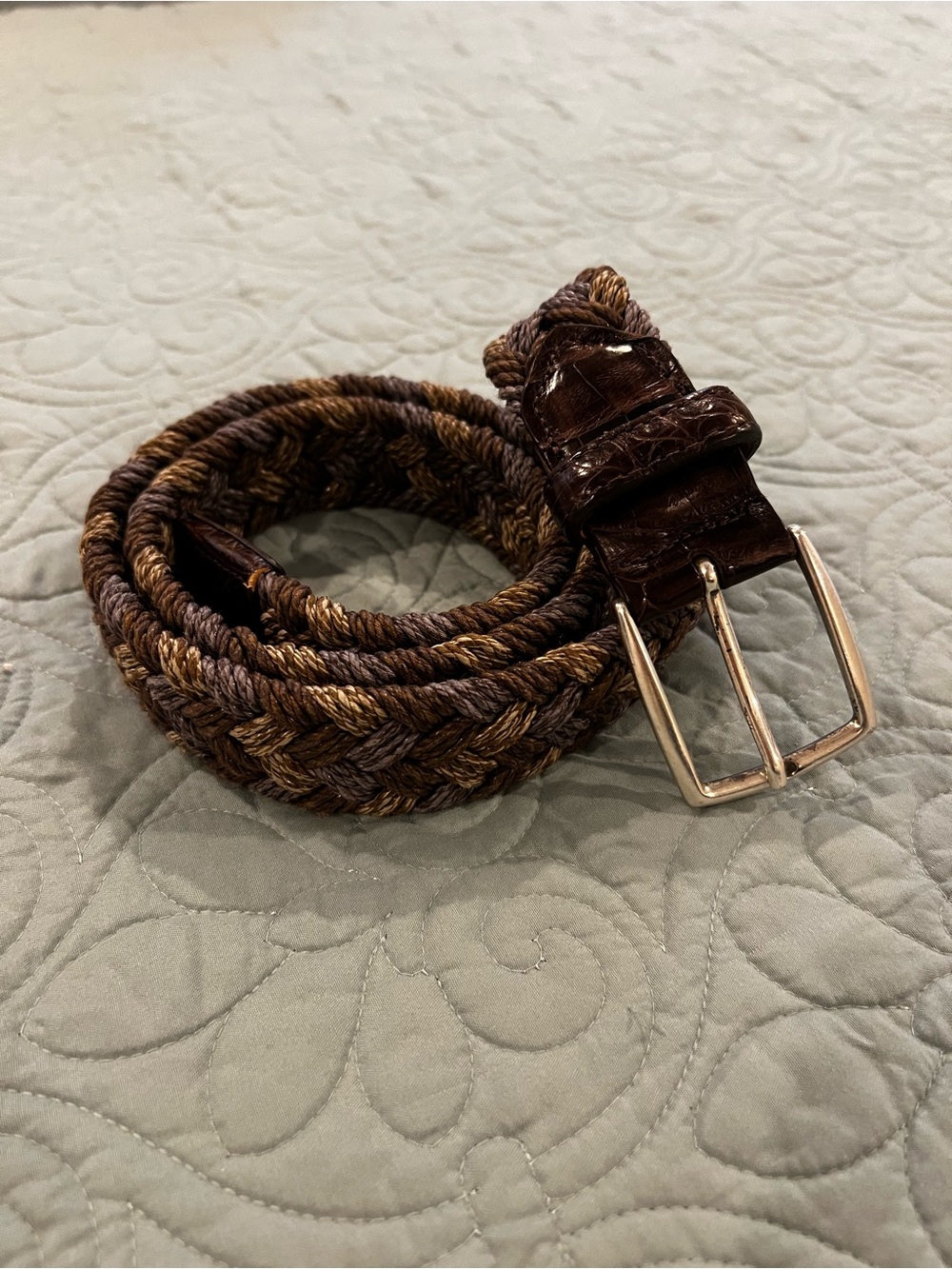NWOT Onward Reserve Braided Brown Men's Belt 36- Woven Leather Accents